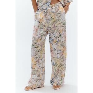 Anthropologie Maeve The Brooklin Printed Wide-Leg Floral Pull-On Pants Sz Medium